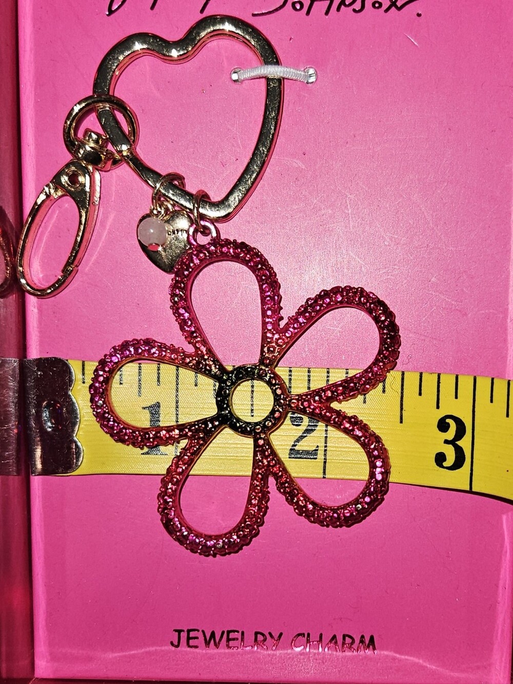NWT Betsey Johnson Pink Rhinestone Flower Purse Charm / Bag Charm / Keychain - Picture 7 of 8